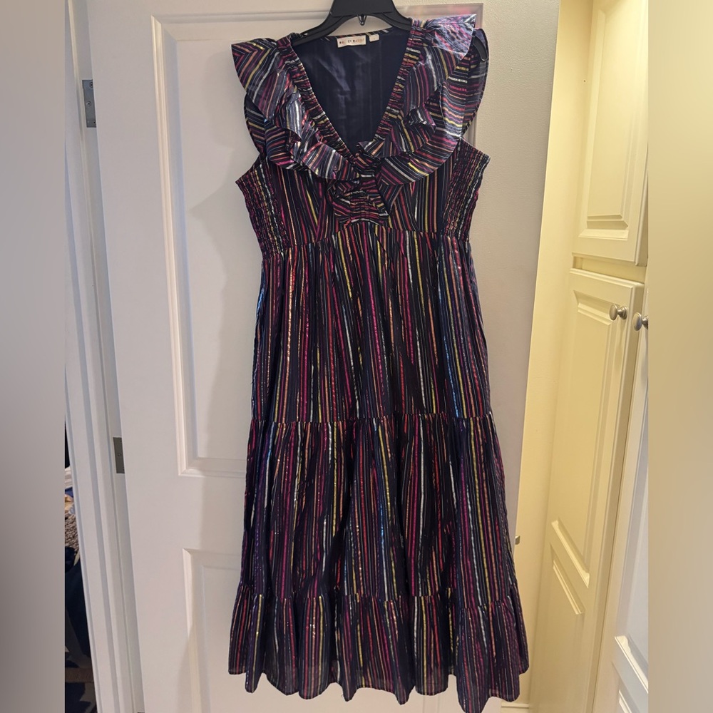 Roller Rabbit Red and Blue Tiered Ruffle Maxi Sundress